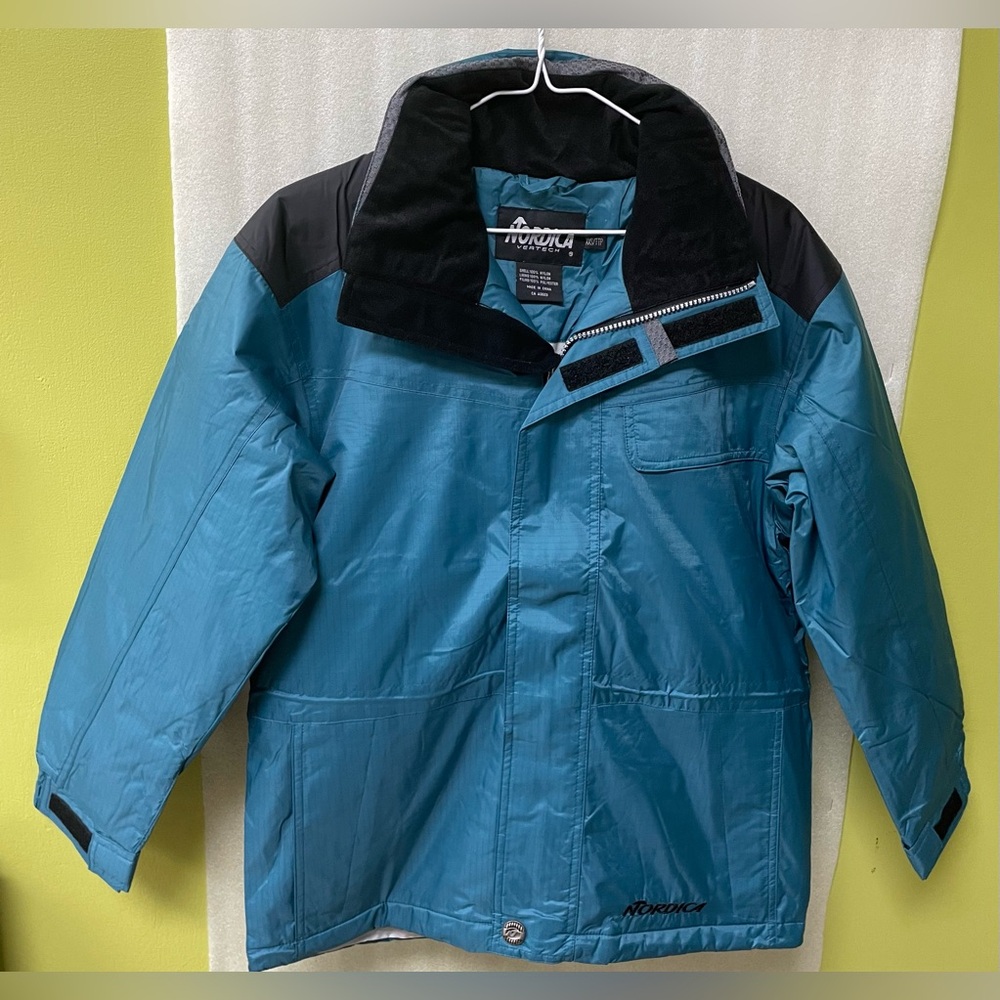 Winter Ski Jacket, Teal Blue and Black, Water-Resistant, Full-Zip Size XXP/TTP